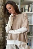 Essential Cashmere Blend Sheer Layering Top Ecru - **